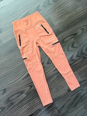 ECHT Terracotta Peach Cargo Leggings with Zipper Pockets S